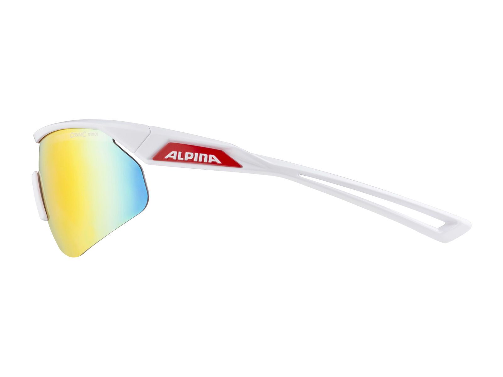 Alpina Nylos Shield, white-red/Lens: ceramic mirror red - Bild 2