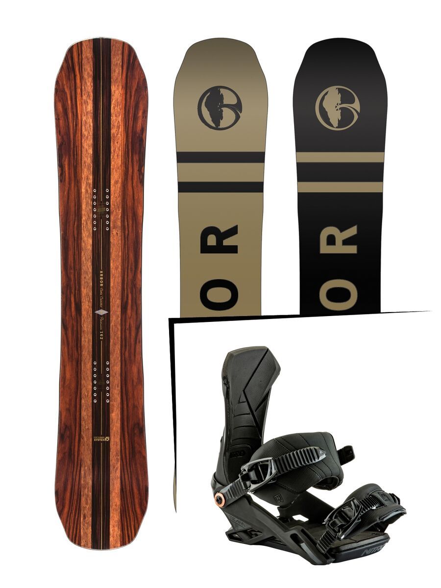 Set: Arbor Coda Camber Premium Mid Wide 2017 + Nitro Team 2017, black - Snowboardset - Bild 1