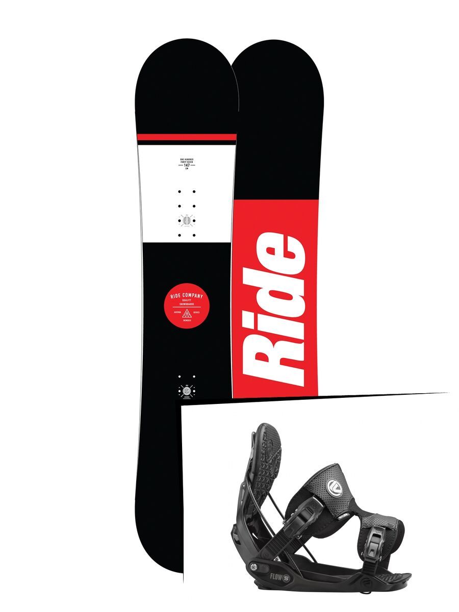 Set: Ride Agenda 2017 + Flow Five 2016, black - Snowboardset - Bild 1