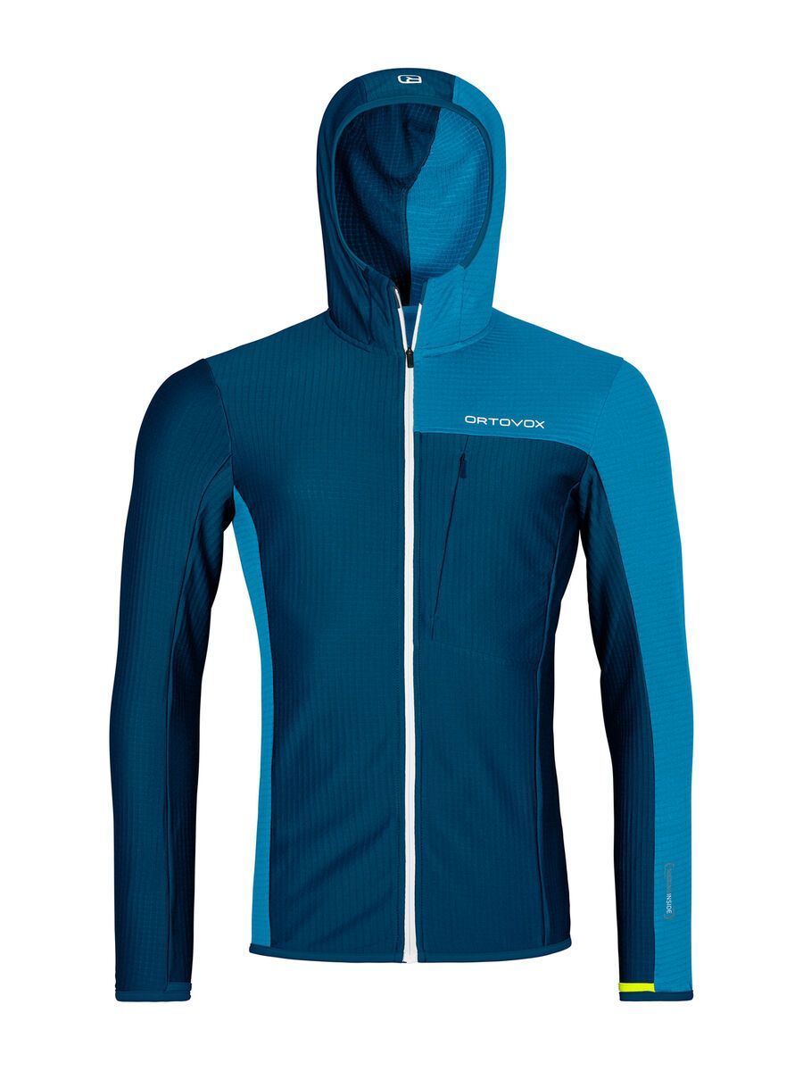 Ortovox Merino Fleece Light Grid Hooded Jacket M, petrol blue - Bild 1