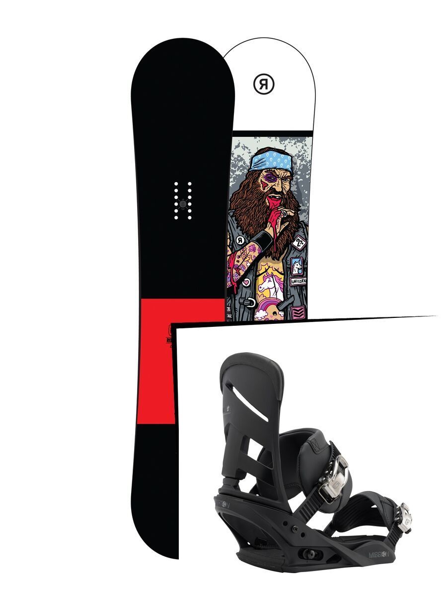 Set: Ride Crook Wide 2017 + Burton Mission 2017, black - Snowboardset - Bild 1