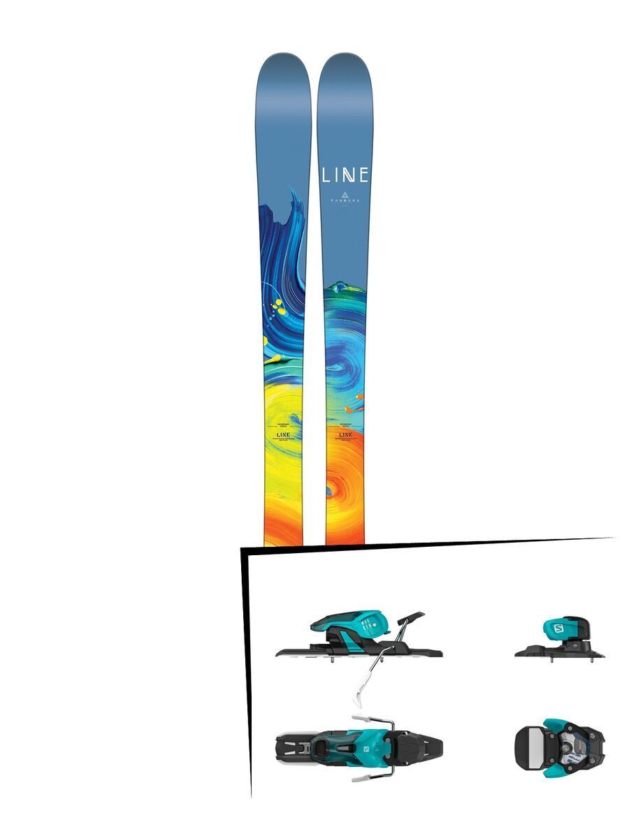 Set: Line Pandora 95 2017 + Salomon Warden 11 100 mm, turquoise black - Skiset - Bild 1