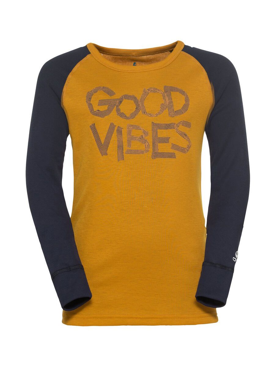 Odlo Active Warm Eco Trend Kids Long-Sleeve Base Layer Top, dark sapphire/buckthorn brown - Bild 1