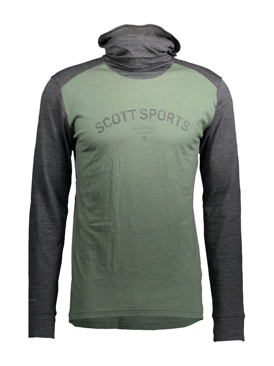 Scott Defined Merino L/SL Men's Hoody, dark grey melange/frost green - Bild 1