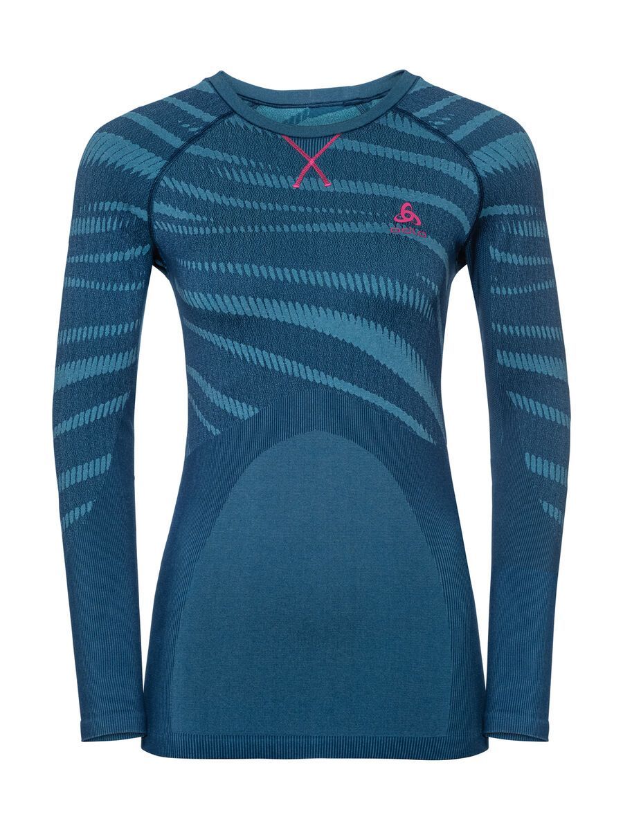 Odlo SUW Top Performance Blackcomb Crew Neck L/S, poseidon - turkish tile - diva pink - Bild 1