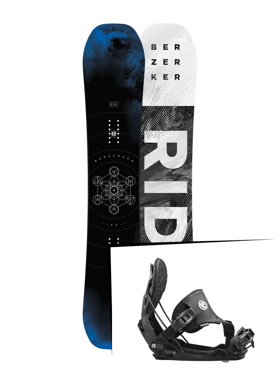 Set: Ride Berzerker 2017 + Flow Five Hybrid 2016, black - Snowboardset - Bild 1