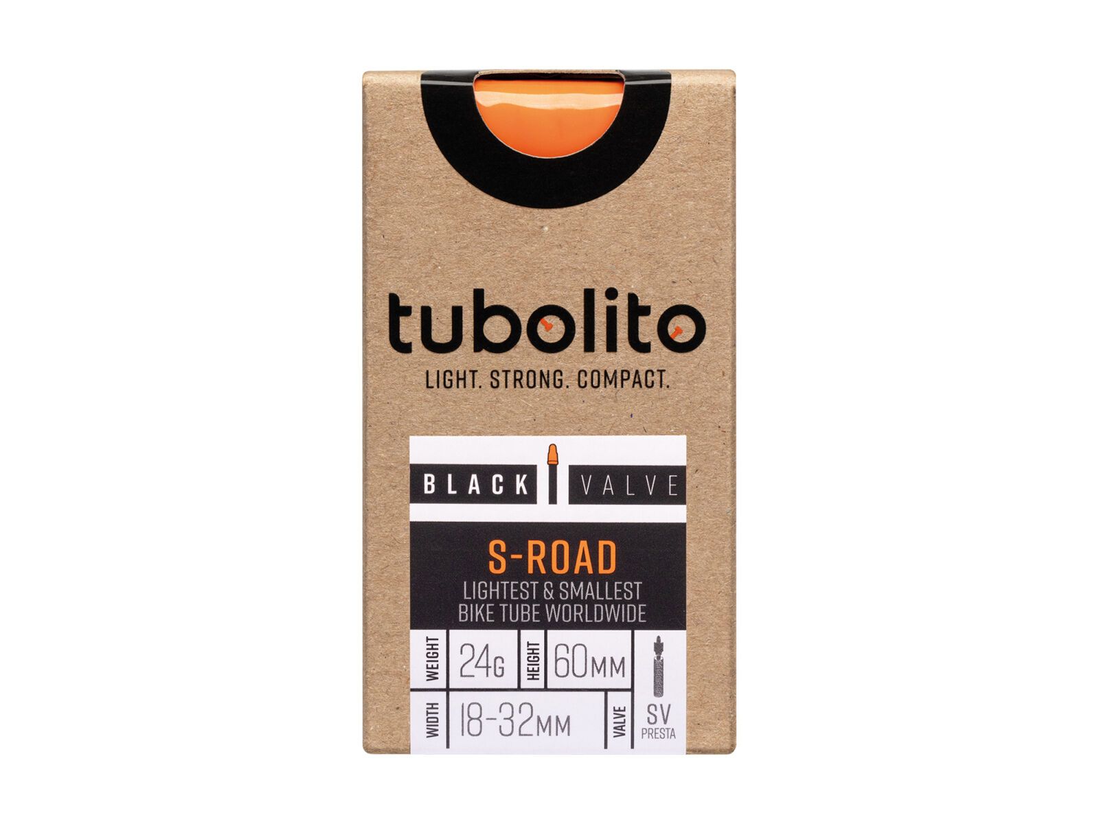 Tubolito S-Tubo Road 60 mm - 700C x 18-32 / Black Valve, orange/black - Bild 2