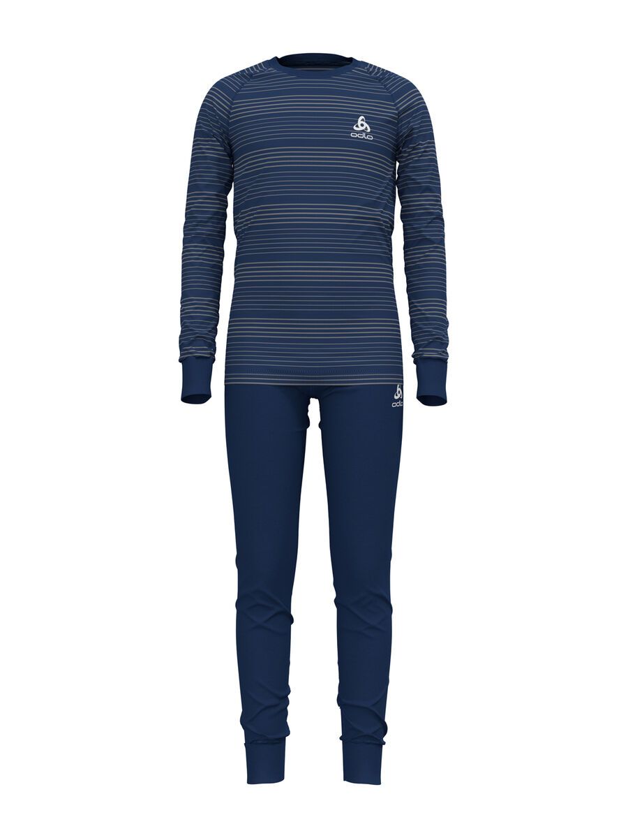 Odlo Active Warm Eco Kids Baselayer Set, estate blue/grey melange/stripes - Bild 1