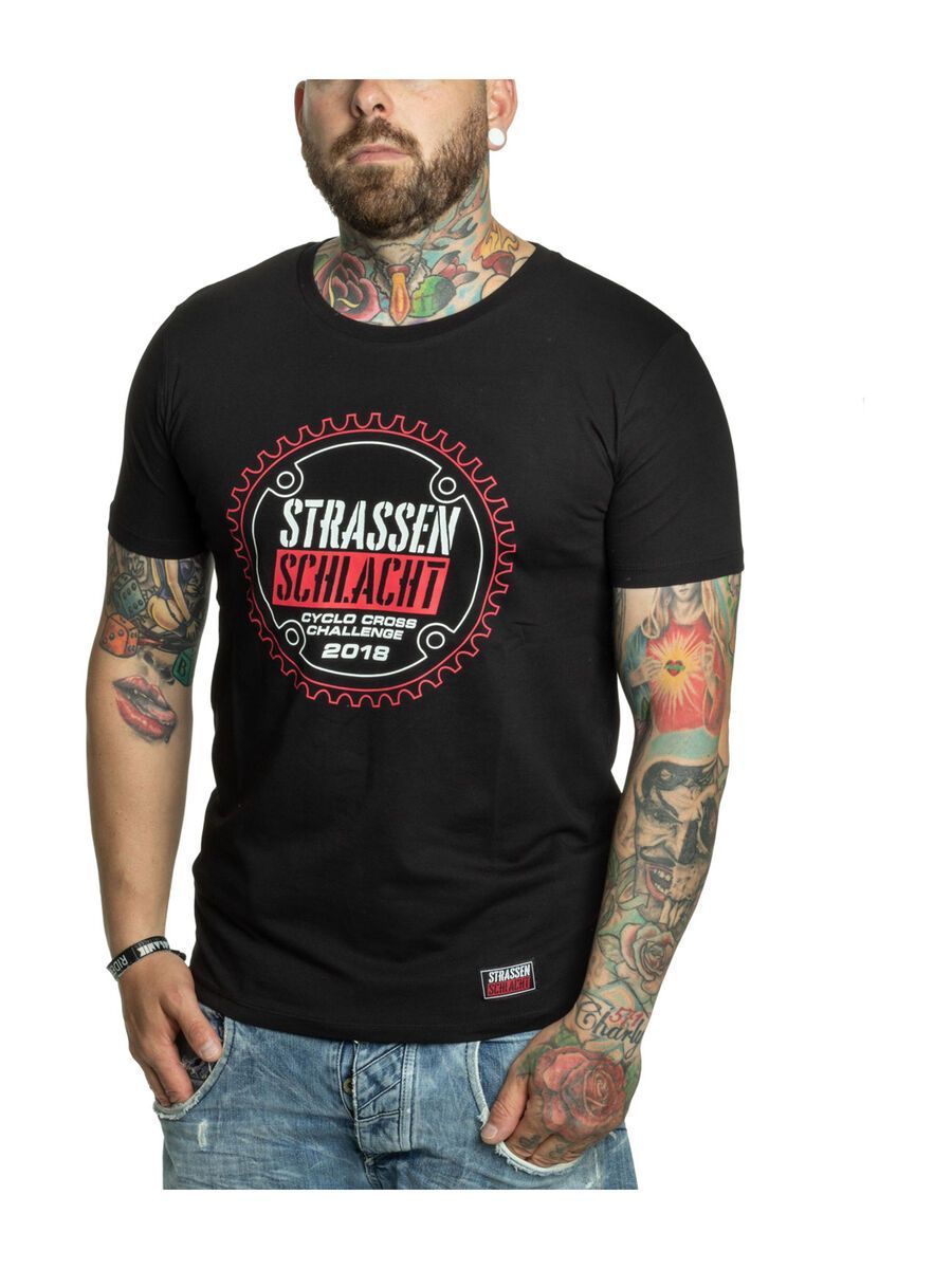 BIKER-BOARDER Strassenschlacht T-Shirt Zahnrad Unisex, schwarz - Bild 1