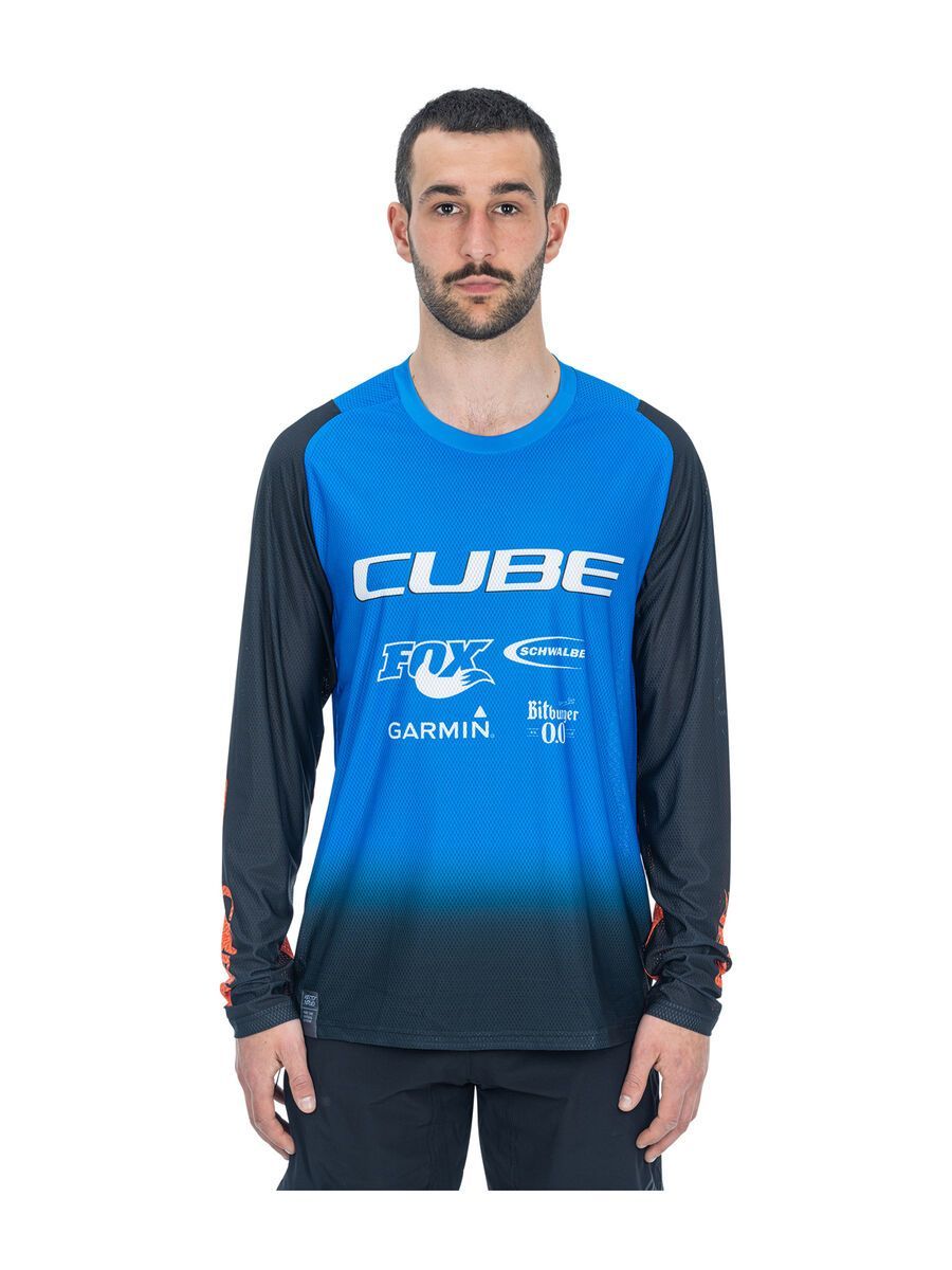 Cube Vertex Rundhalstrikot langarm X Actionteam, black´n´blue - Bild 2