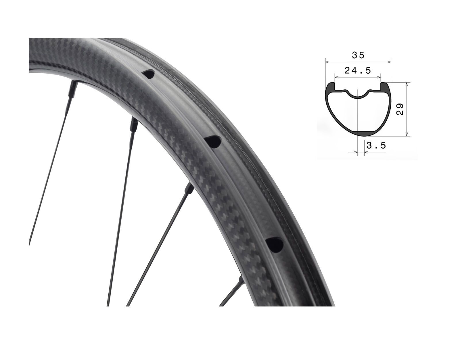 Mcfk MTB Felge, 27.5 Zoll 3K Carbon - Bild 3