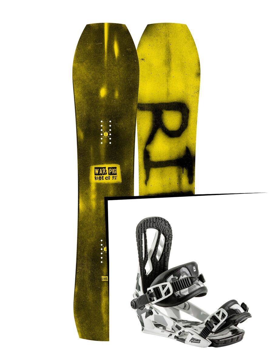 Set: Ride Warpig Small 2017 + Nitro Pusher 2017, ice camo - Snowboardset - Bild 1