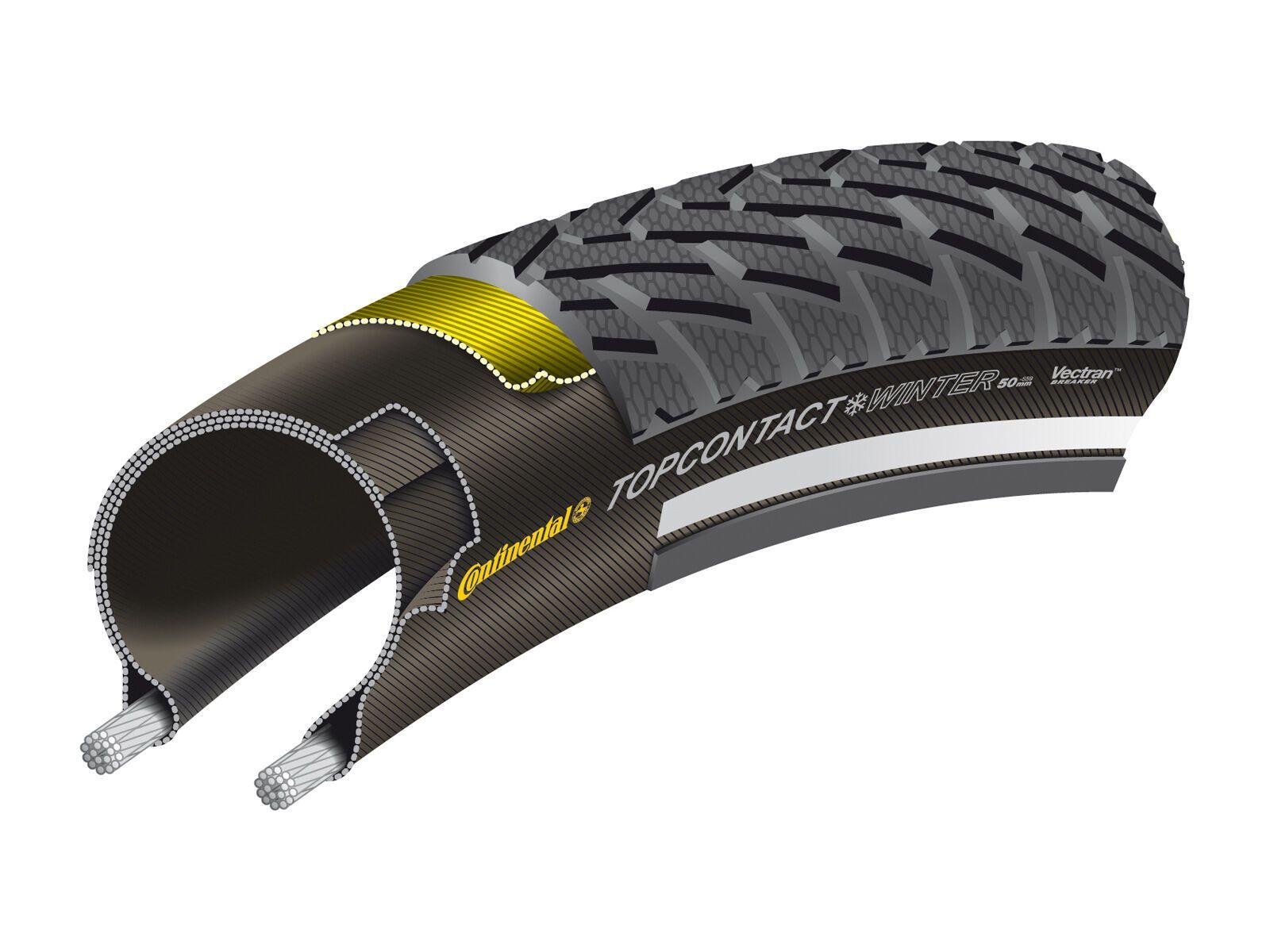 Continental Top Contact II Winter Premium, VectranBreaker, 26 Zoll, black-reflex - Bild 3