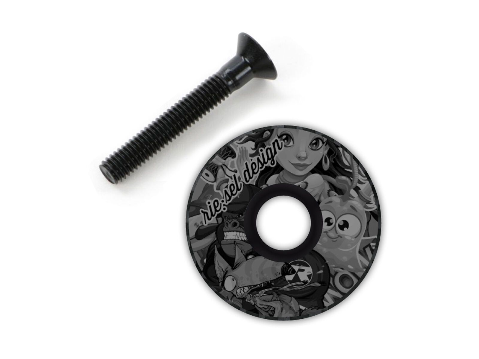 Riesel Design stemcap, stickerbomb ultra black - Bild 1