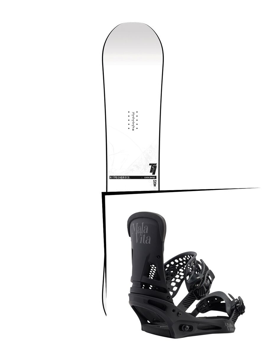 Set: Nitro T1 Wide 2017 + Burton Malavita 2017, black - Snowboardset - Bild 1