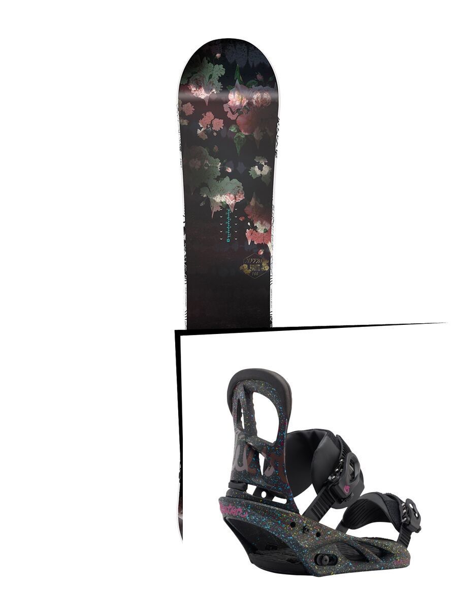 Set: Nitro Fate Trüe 2017 + Burton Scribe 2017, splat a tat black - Snowboardset - Bild 1