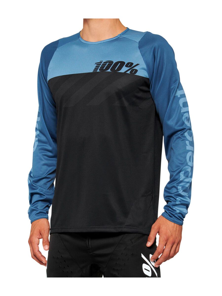 100% R-Core Long Sleeve Jersey, black/slate blue - Bild 1