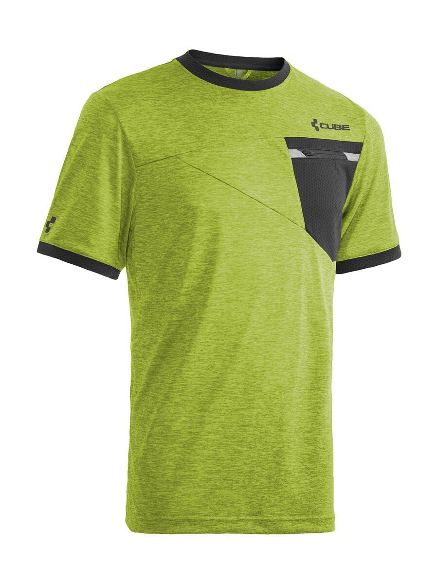 Cube Tour Rundhalstrikot Free kurzarm, neon green´n´grey - Bild 1