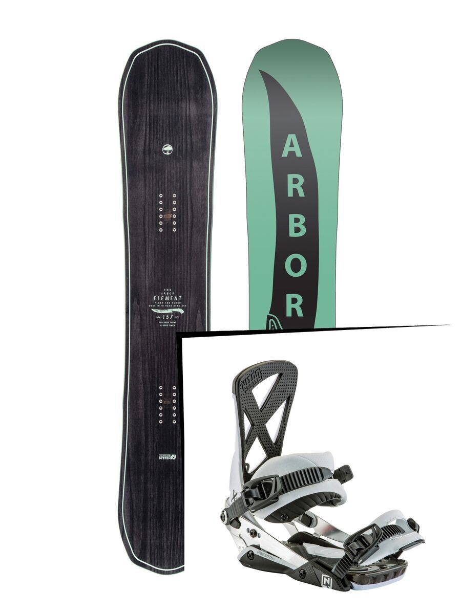 Set: Arbor Element Mid Wide 2017 + Nitro Phantom 2017, white - Snowboardset - Bild 1