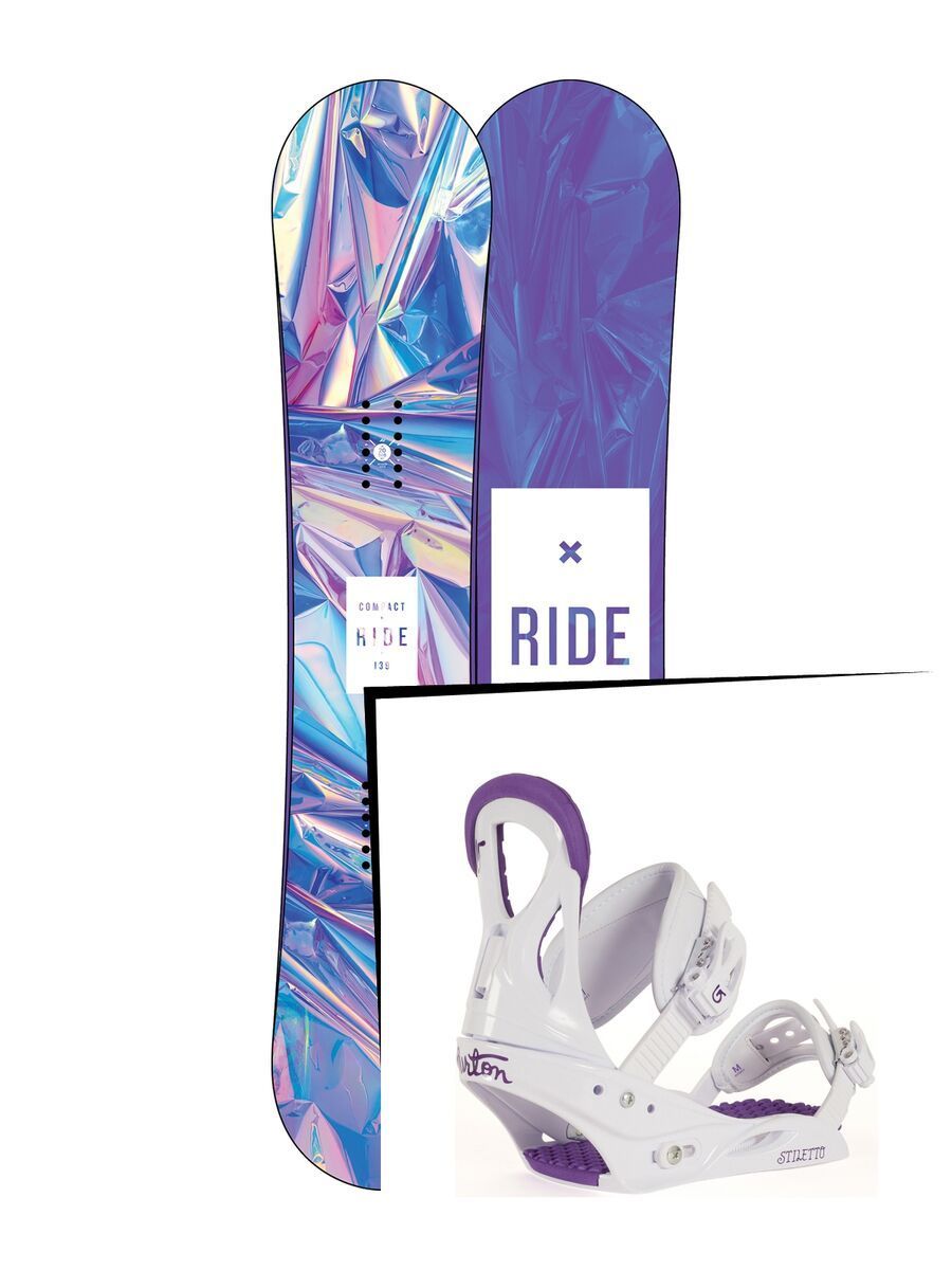 Set: Ride Compact 2017 + Burton Stiletto Disc 2017, white/purple - Snowboardset - Bild 1