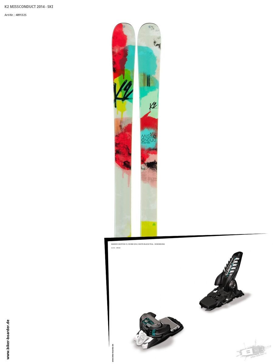 K2 SKI Set: MissConduct 2014 + Marker Griffon 13 - Bild 1