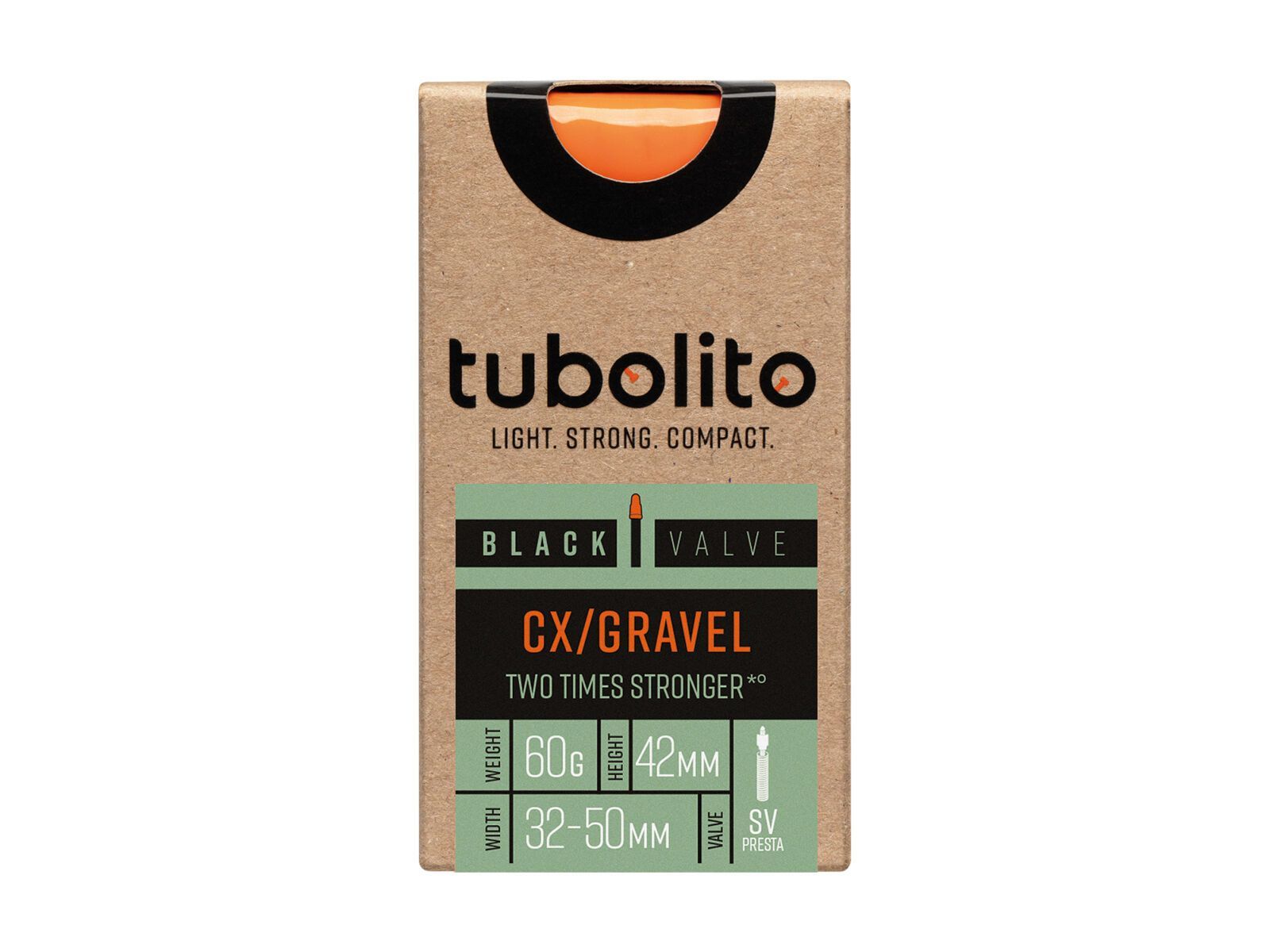 Tubolito Tubo CX/Gravel 42 mm - 700C x 32-50 / Black Valve, orange/black - Bild 2