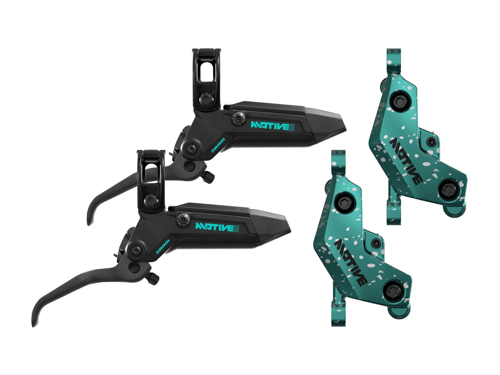 SRAM Motive Ultimate Stealth Expert Kit Teal Splatter - VR/HR - Bild 1