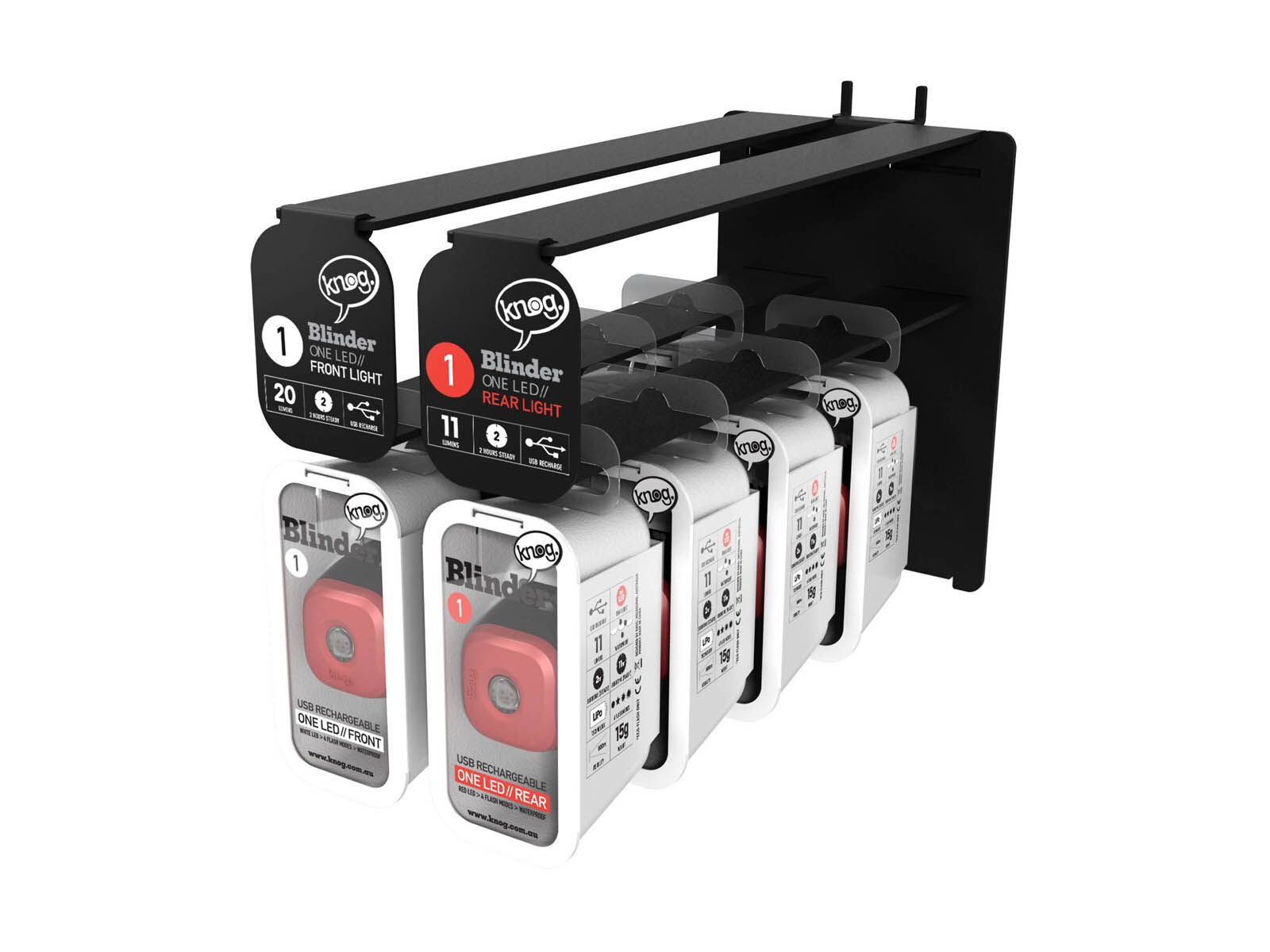 Knog Blinder 1 Standard Slatwall Display, rot - Bild 1