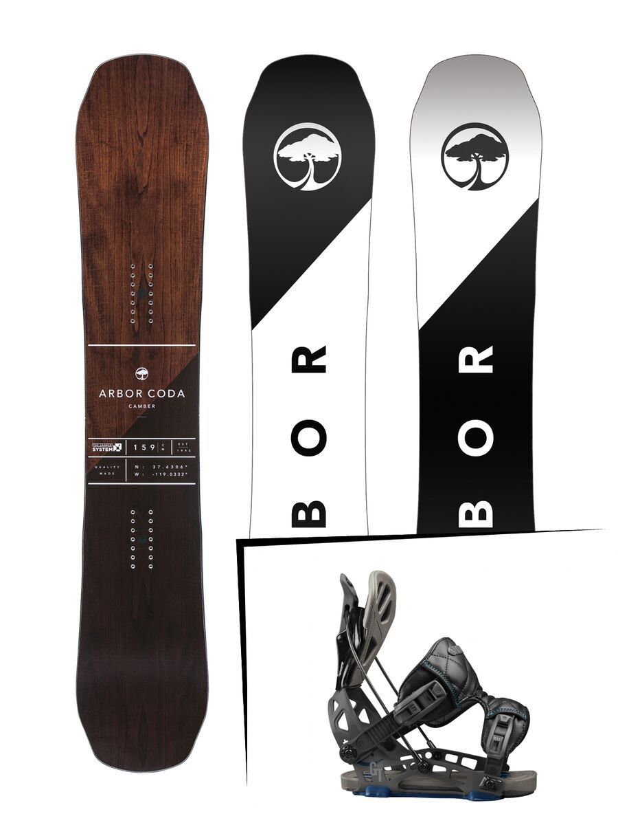 Set: Arbor Coda Camber 2017 + Flow NX2-GT 2017, black - Snowboardset - Bild 1