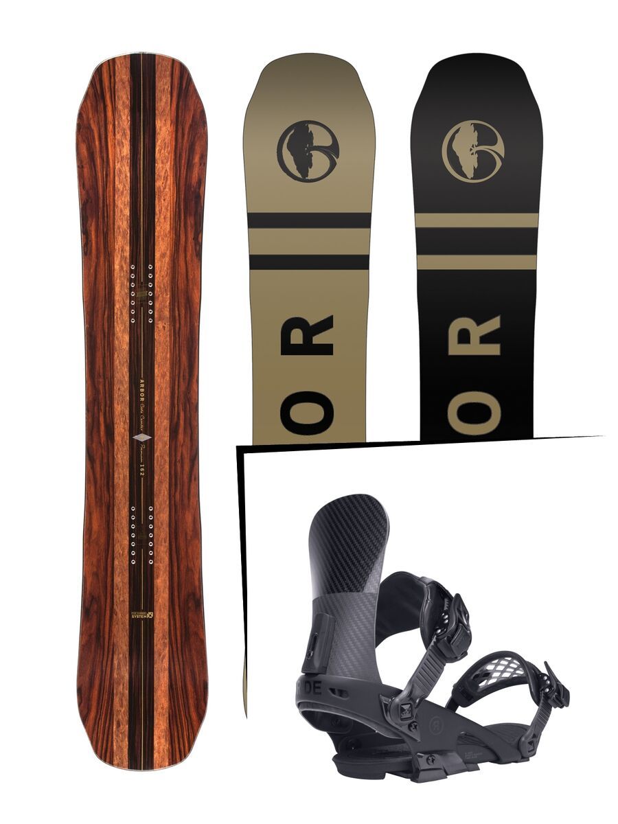 Set: Arbor Coda Camber Premium 2017 + Ride El Hefe, black - Snowboardset - Bild 1