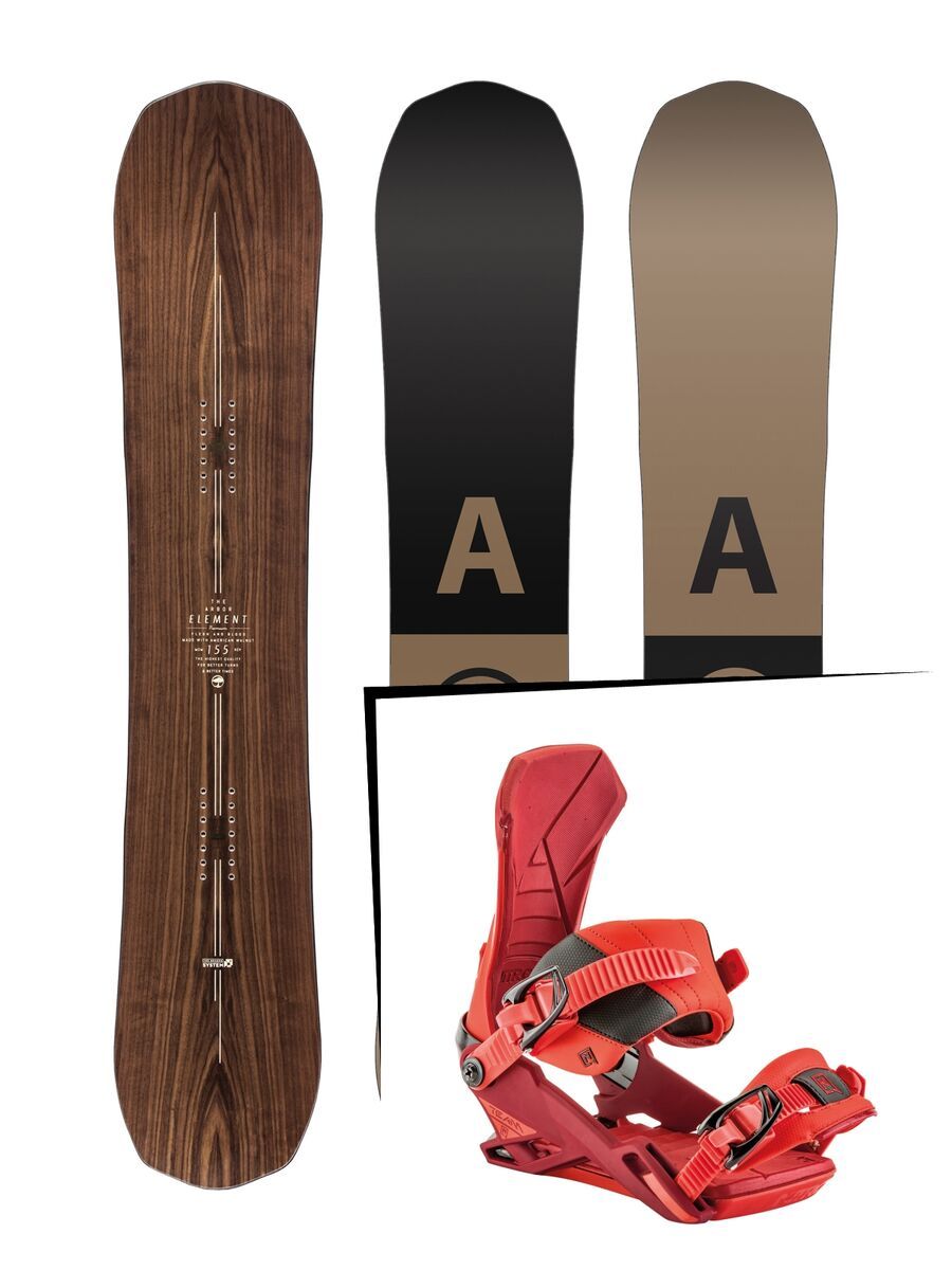 Set: Arbor Element Premium 2017 + Nitro Team 2017, inferno - Snowboardset - Bild 1
