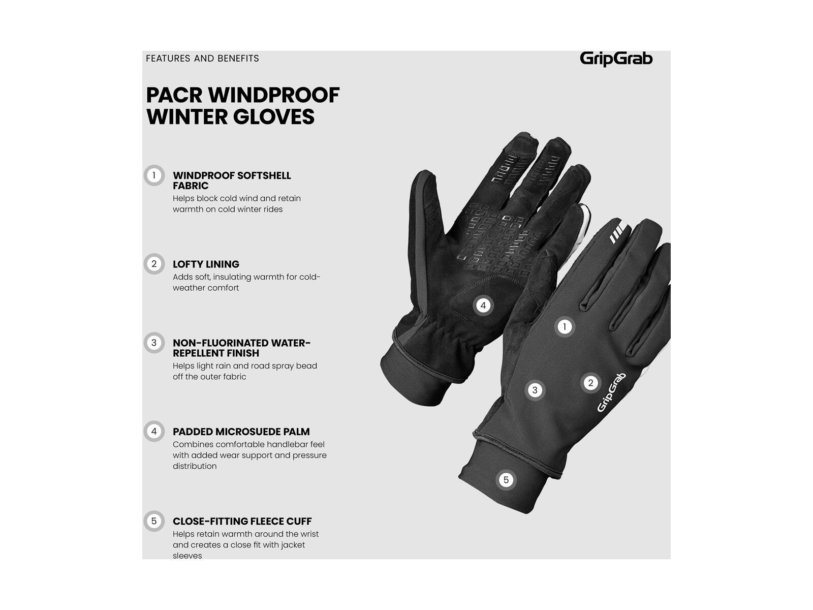 GripGrab PACR Windproof Winter Gloves, Black - Bild 11