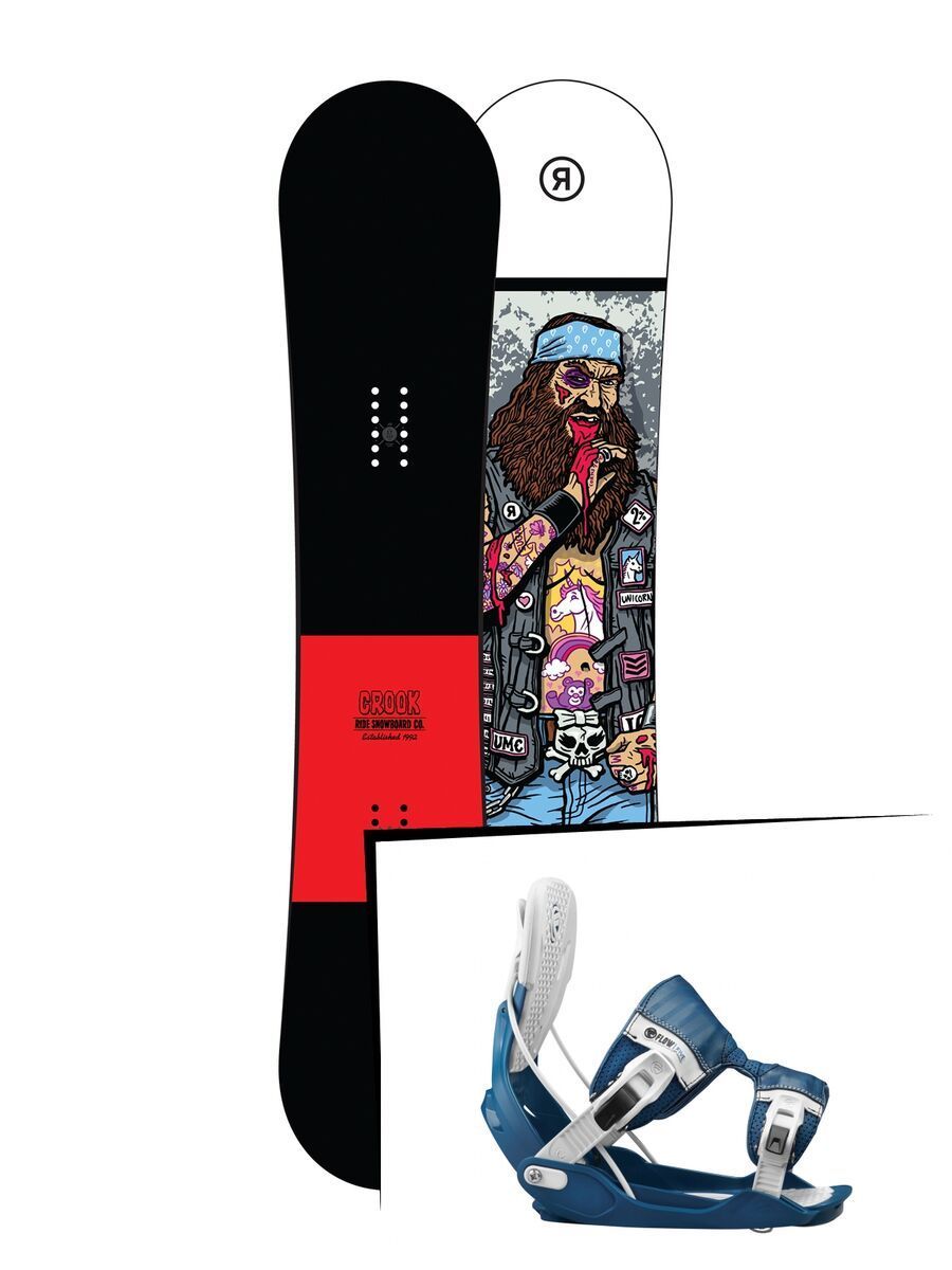 Set: Ride Crook Wide 2017 + Flow Five 2017, blue - Snowboardset - Bild 1