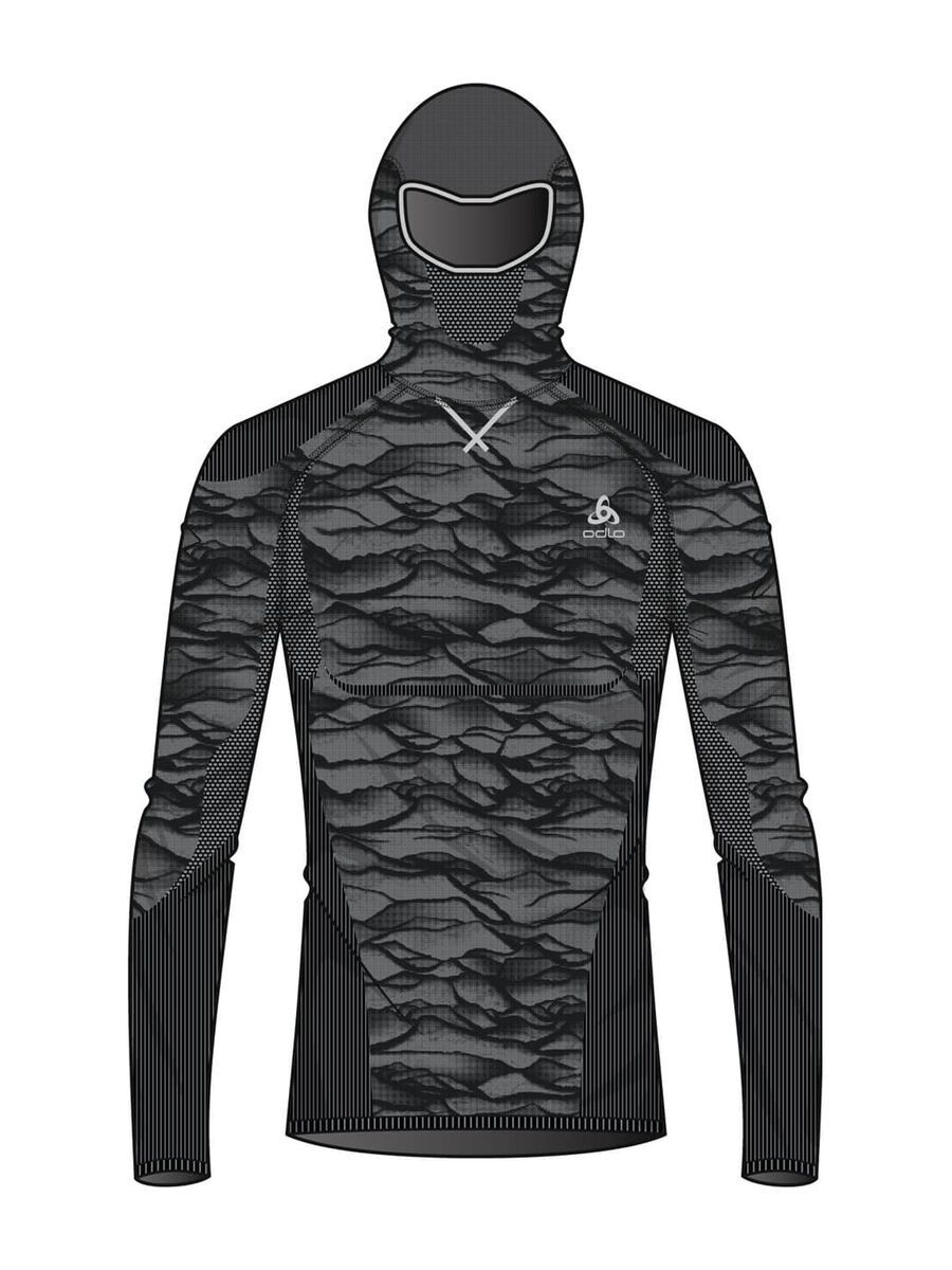 Odlo SUW Top Performance Blackcomb L/S w. Facemask, black - odlo concrete grey - silver - Bild 1