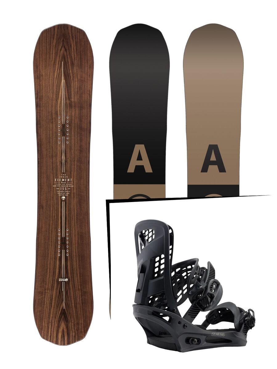 Set: Arbor Element Premium Mid Wide 2017 + Burton Genesis 2017, black - Snowboardset - Bild 1