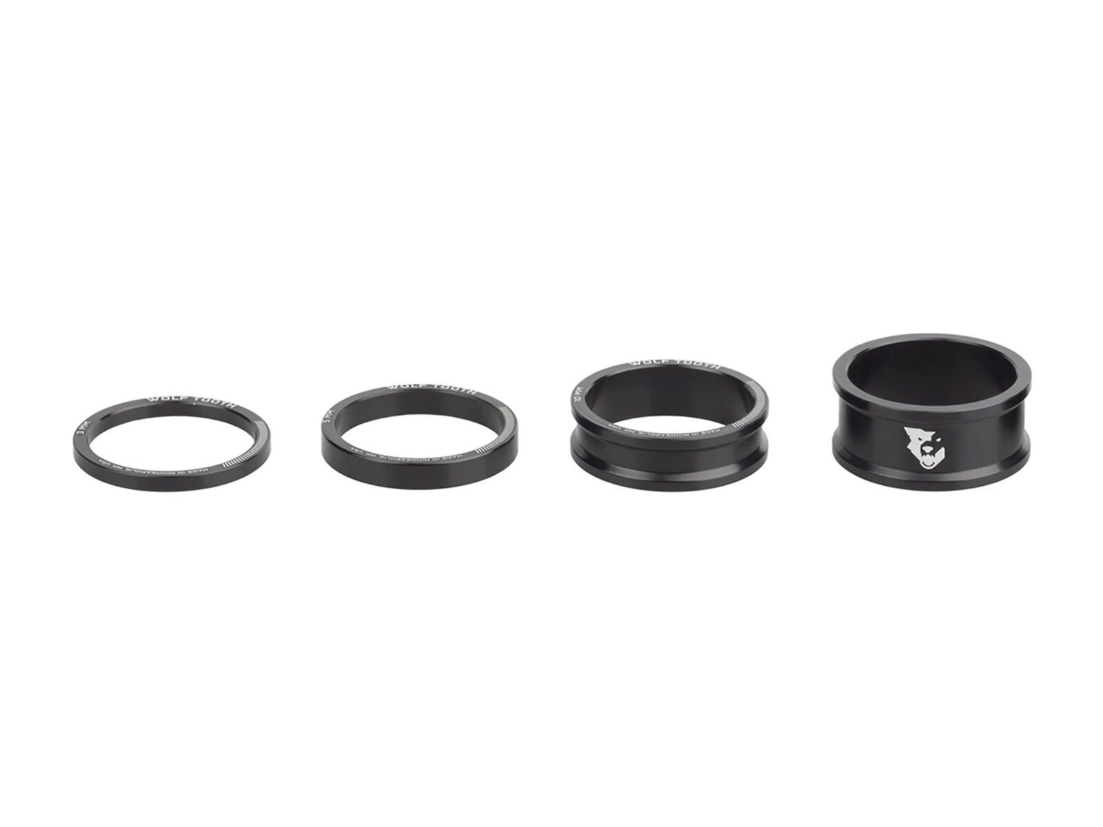 Wolf Tooth Precision Headset Spacers - 3/5/10/15 mm Kit, black - Bild 1