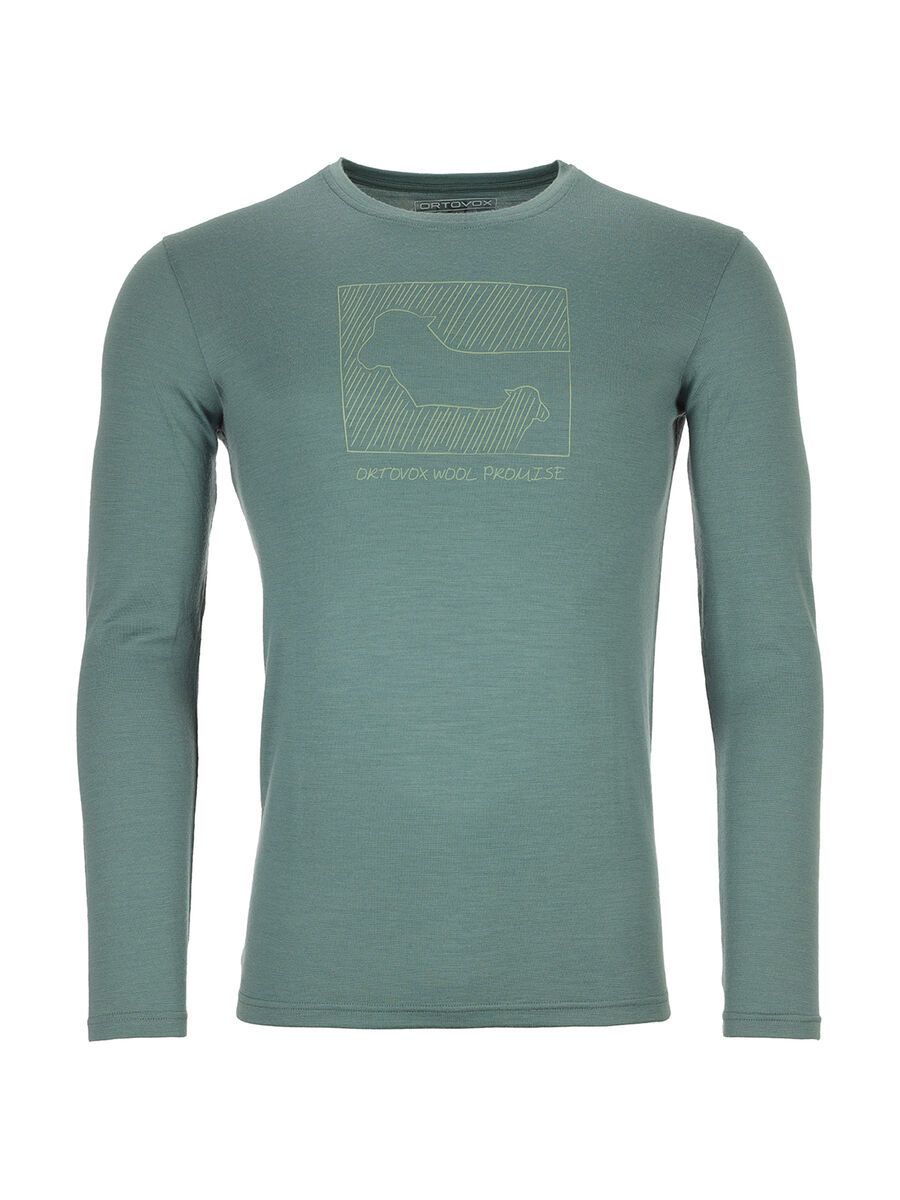 Ortovox 185 Merino Contrast Long Sleeve M, green forest - Bild 1