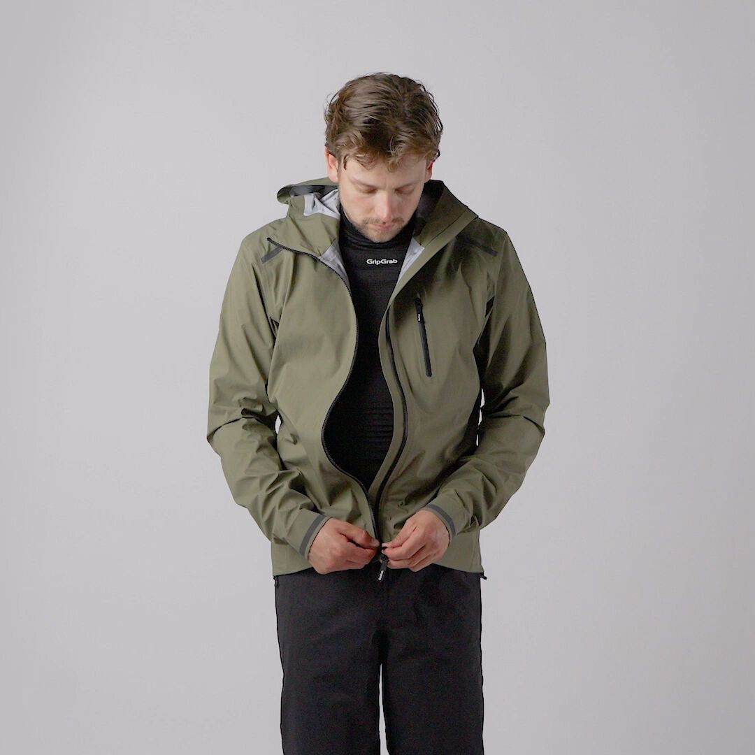 GripGrab EXPLR Waterproof Lightweight Jacket, olive green - Video 15