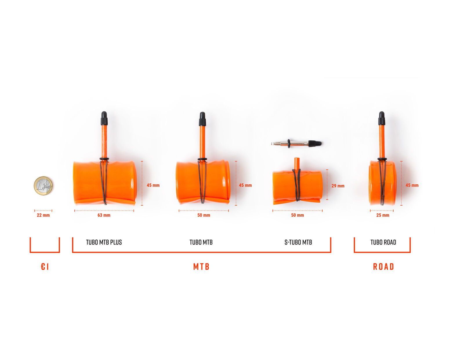 Tubolito Tubo Road 60 mm - 700C x 18-28C, orange - Bild 5