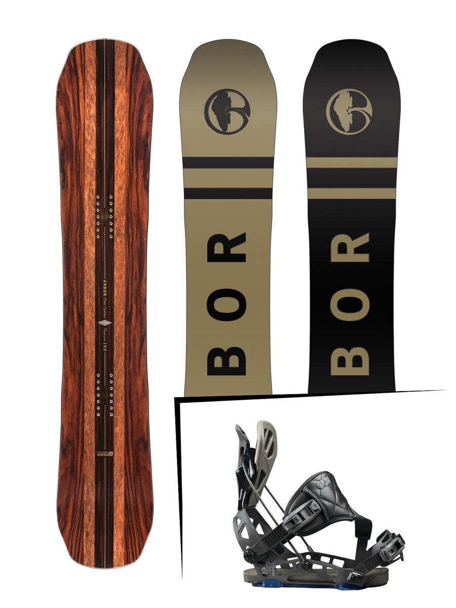 Set: Arbor Coda Camber Premium Mid Wide 2017 + Flow NX2-GT Hybrid 2017, black - Snowboardset - Bild 1
