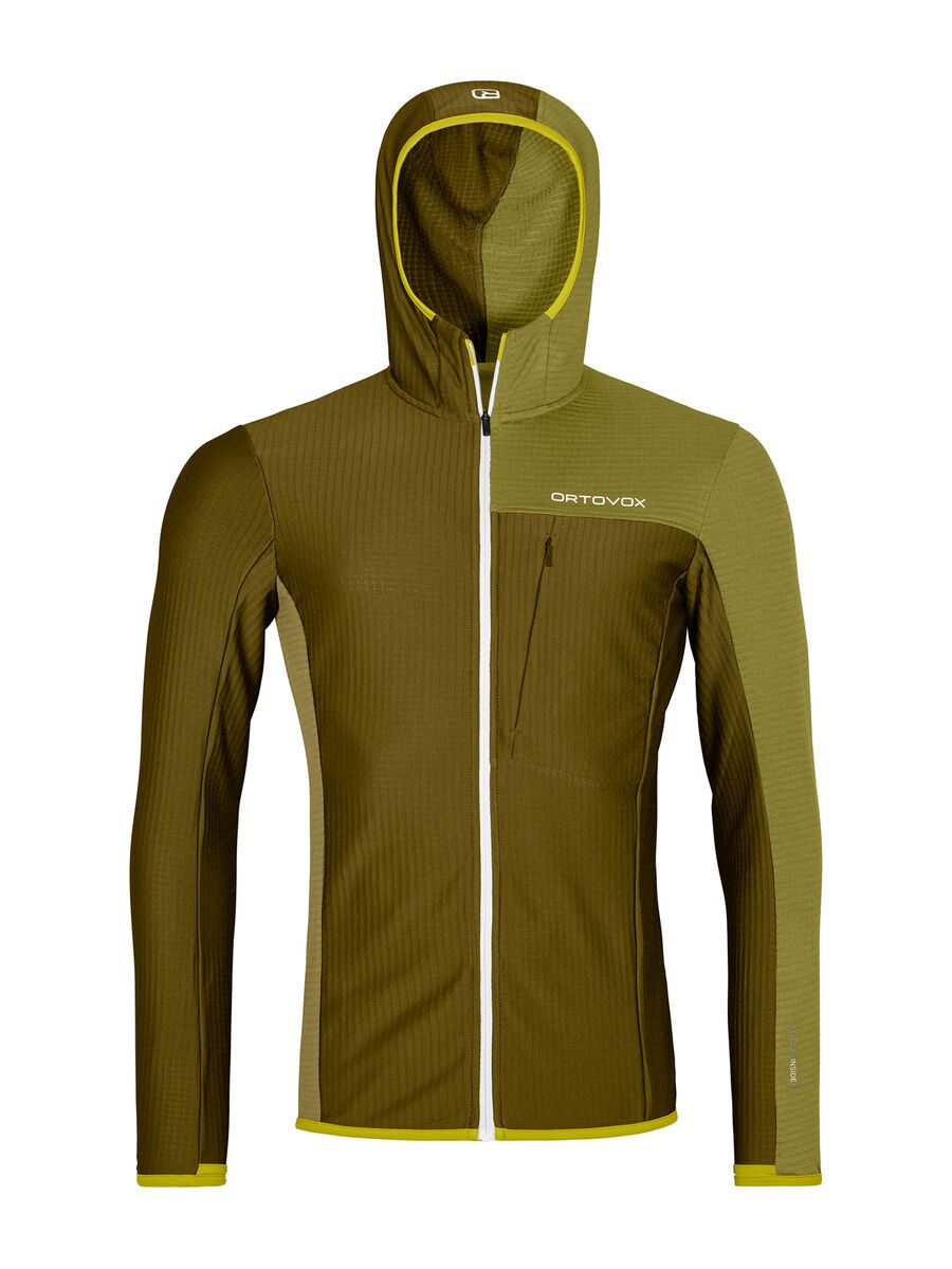 Ortovox Merino Fleece Light Grid Hooded Jacket M, green moss - Bild 1