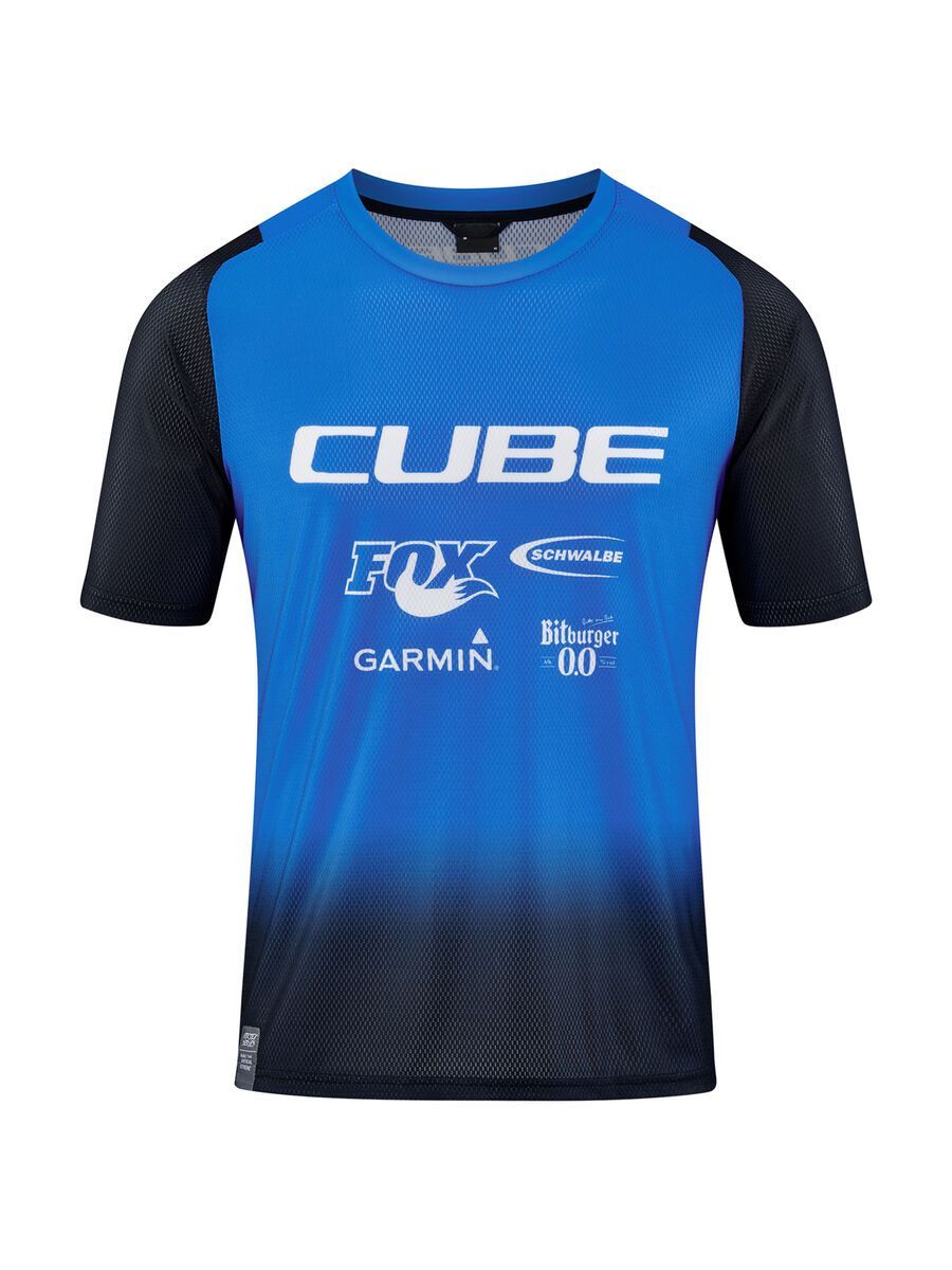 Cube Vertex Rundhalstrikot kurzarm X Actionteam, black´n´blue - Bild 1