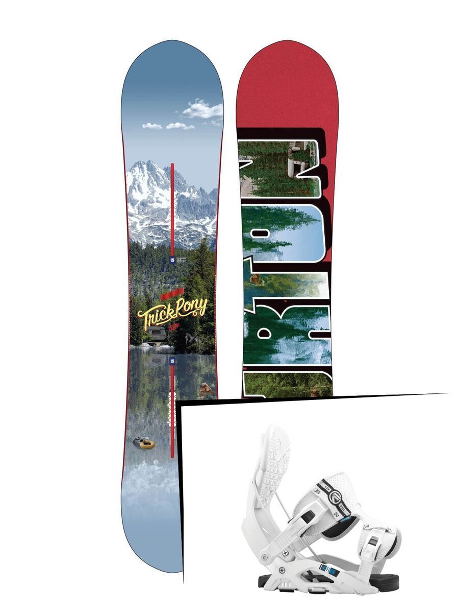 Set: Burton Trick Pony Wide 2015 + Flow Nexus 2016, white - Snowboardset - Bild 1
