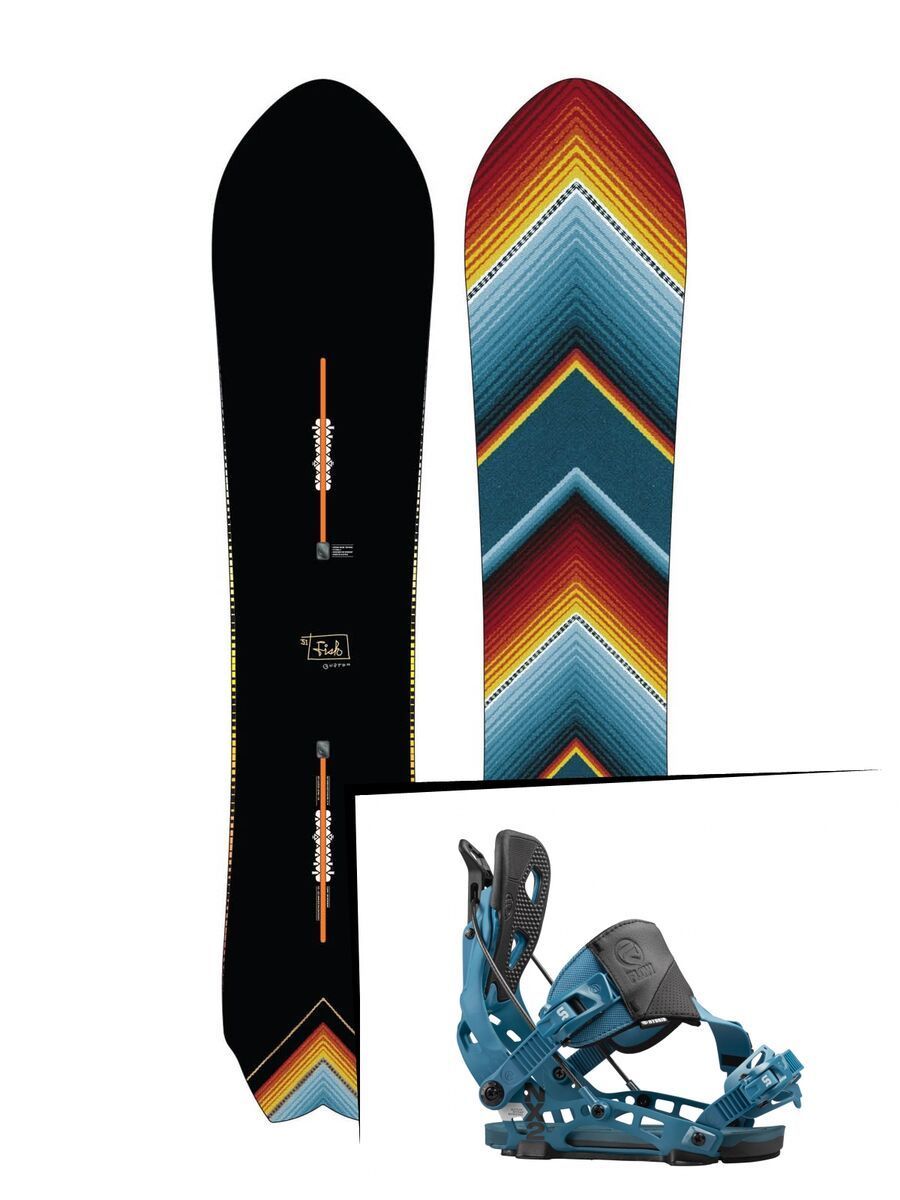 Set: Burton Fish Small 2015 + Flow NX2 Hybrid 2016, blue - Snowboardset - Bild 1