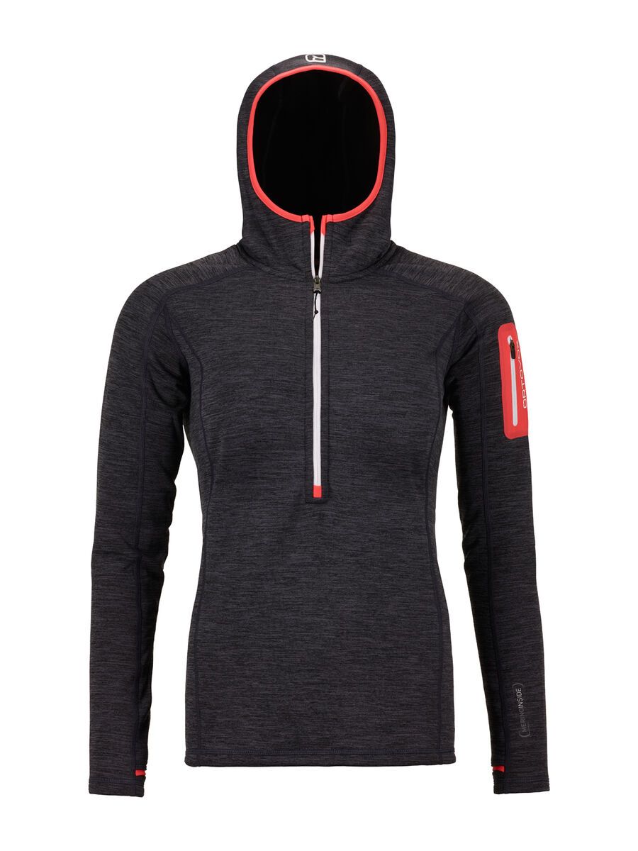 Ortovox Merino Fleece Light Melange Zip Neck W, black steel - Bild 1