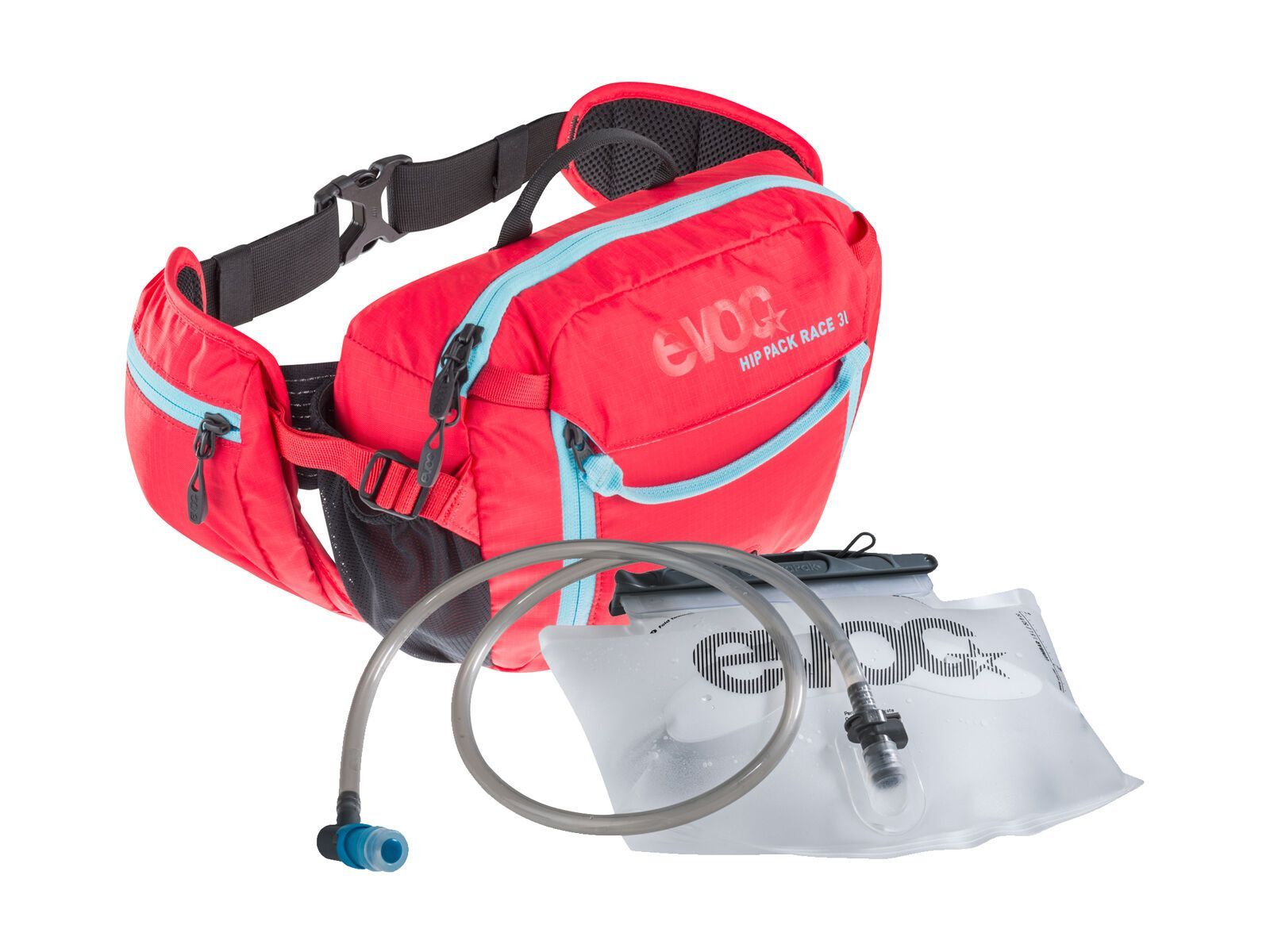 Evoc Hip Pack Race 3l + Hydration Bladder 1,5l, red-neon blue - Bild 1
