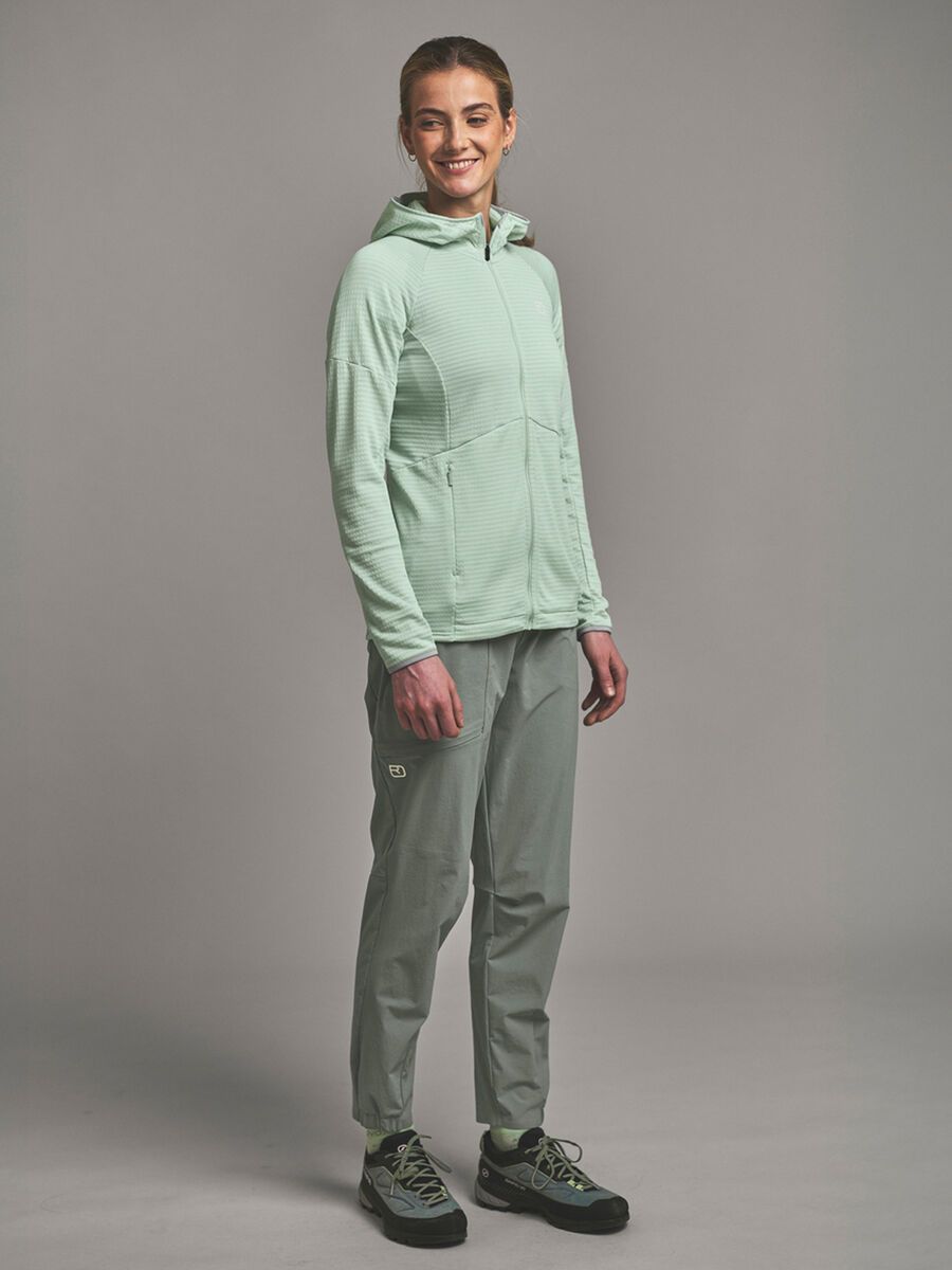 Ortovox Merino Fleece Light Grid Hoody W, green acid - Bild 4
