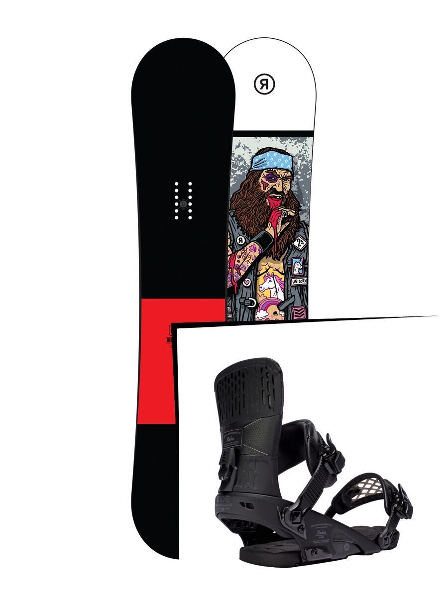 Set: Ride Crook Wide 2017 + Ride Rodeo 2016, matte black - Snowboardset - Bild 1