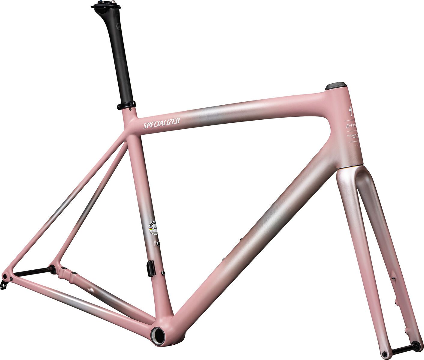Specialized Aethos Rahmenset, flake silver/dusky pink + champ. radial fades - Bild 2
