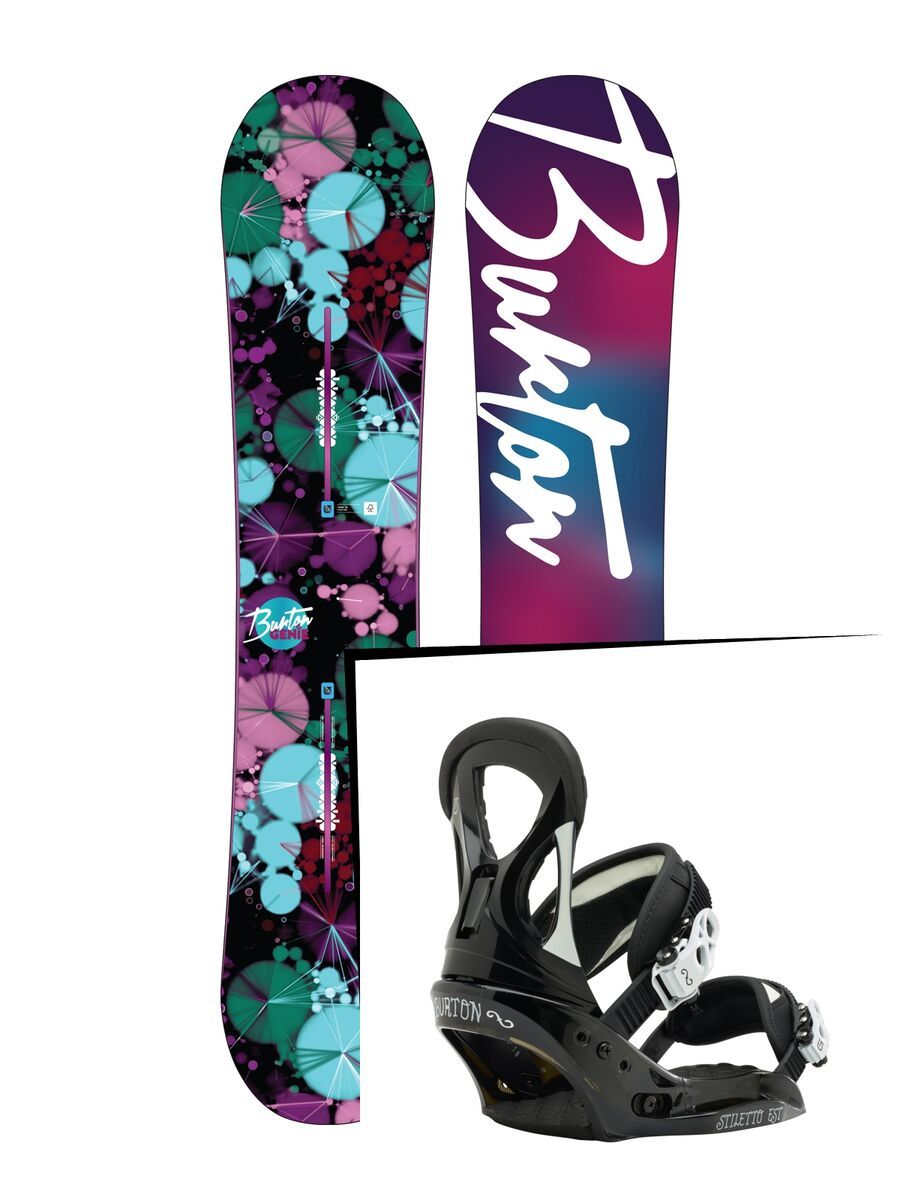Set: Burton Genie 2016 + Burton Stiletto EST 2015, Black - Snowboardset - Bild 1
